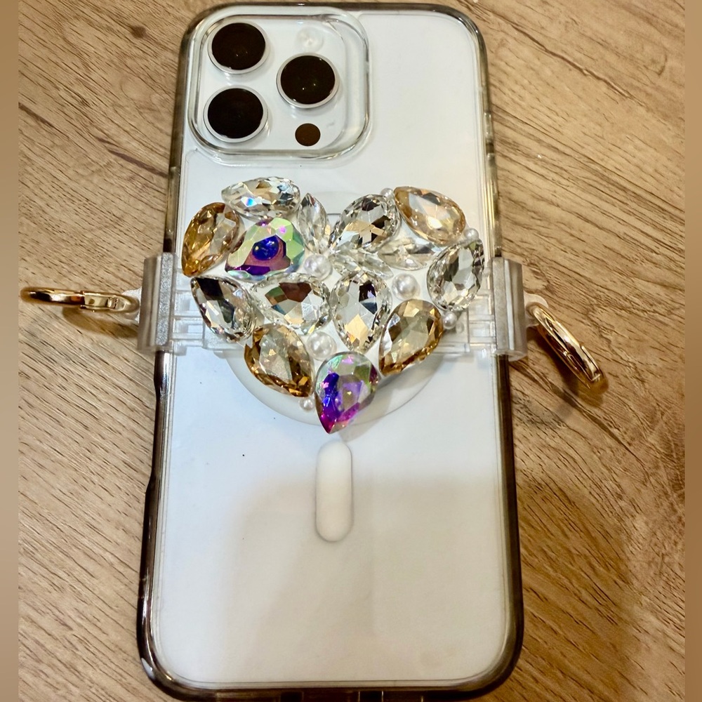 Crystal Heart Phone Grip for Cell Phones
